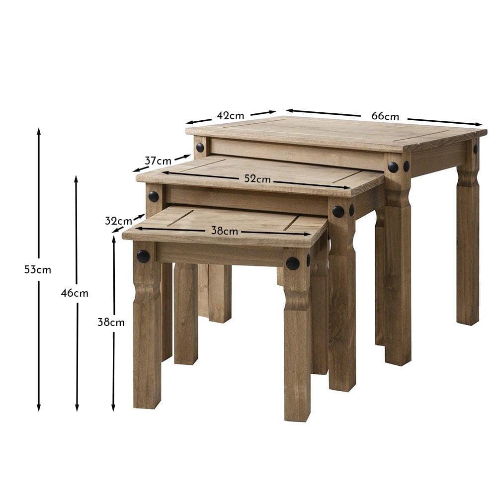 Corona Solid Pine Nest of Tables