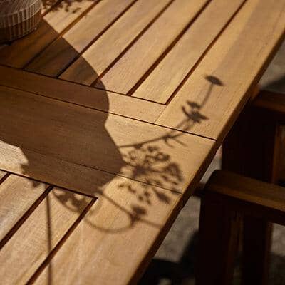 Oakley 4 Seater Wooden Extendable Round Garden Dining Table with 4 Rattan Dining Chairs - Laura James