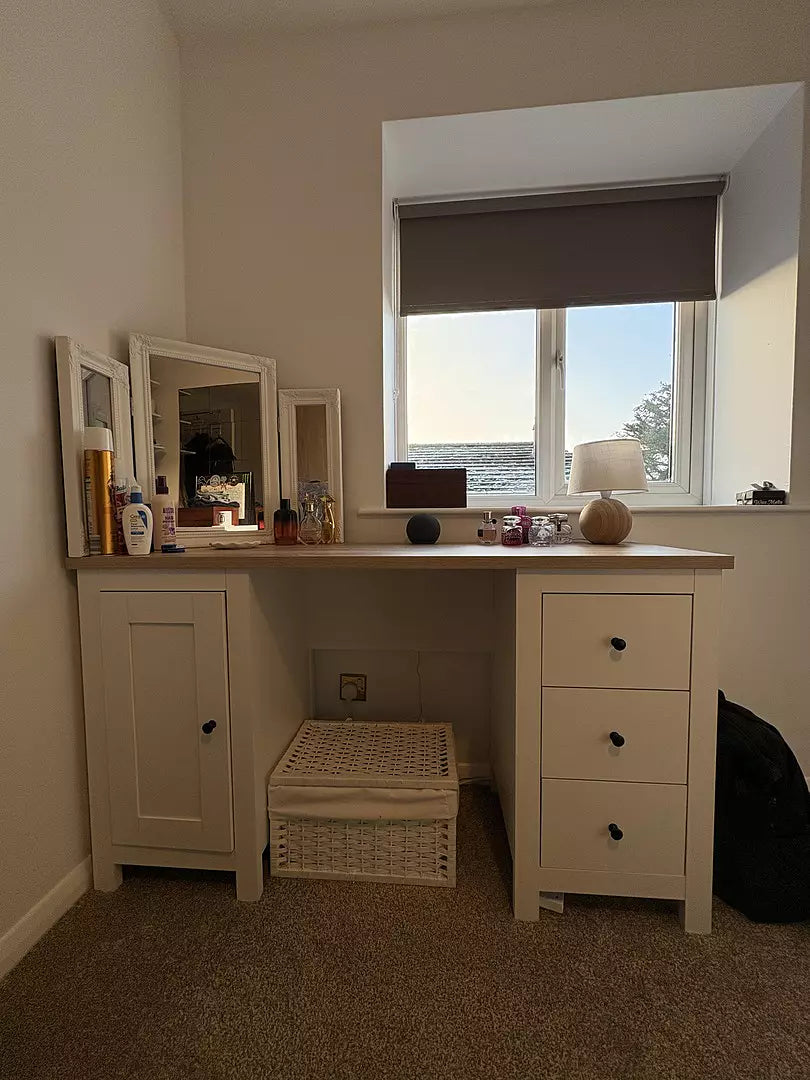 Bampton 3 Drawer Desk - Alabaster White - Laura James