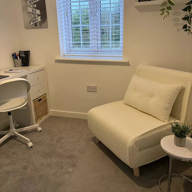 Una Single Sofa Bed - White Teddy - Laura James