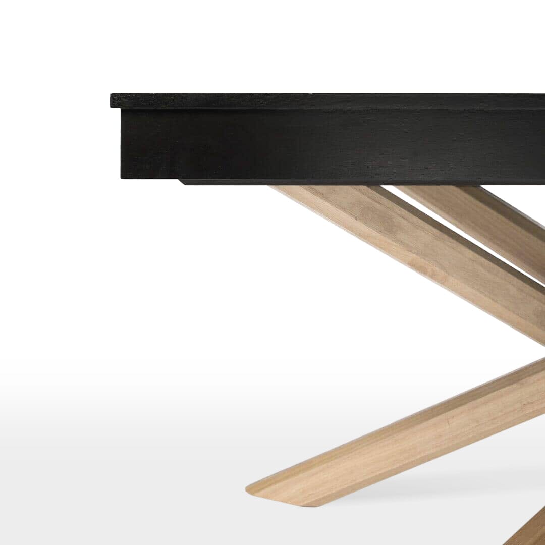 Amelia Black Wood Dining Table - Non Extendable - Whitewash Legs - Laura James