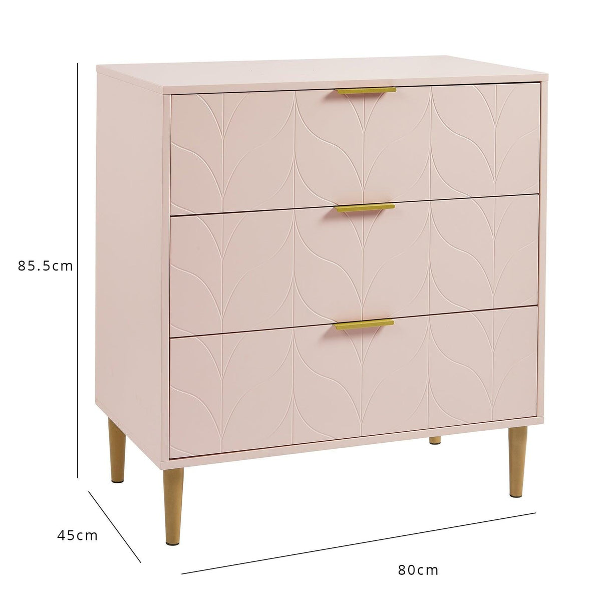 Set-Gloria Bedside Table - 3 Drawer Chest - Tallboy & Wardrobe - Blush Pink