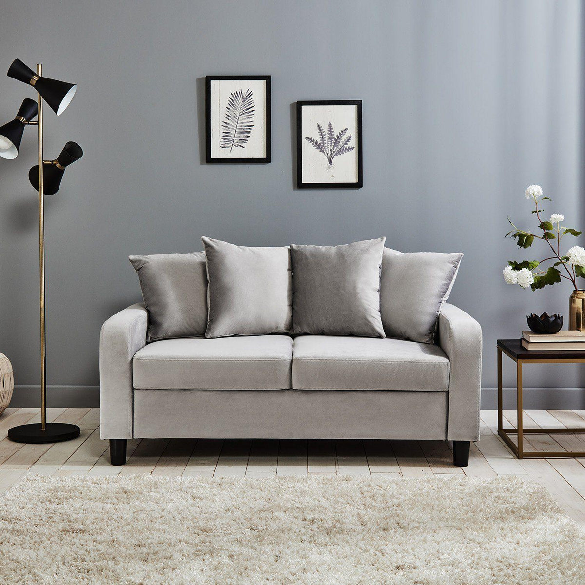 Tracy 2 seater sofa - grey velvet - Laura James
