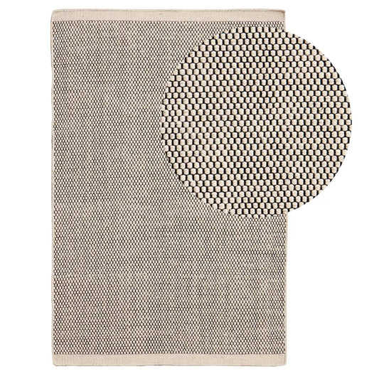 Atcham Black/Natural Pebble Wool and Cotton Rug - Laura James

