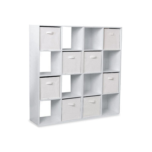 16 Cube Storage Unit - White - Two 8x2 Units (White Basket) - Laura James