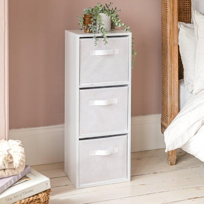 3 Tier White Cube Storage Unit (White Baskets) - Laura James
