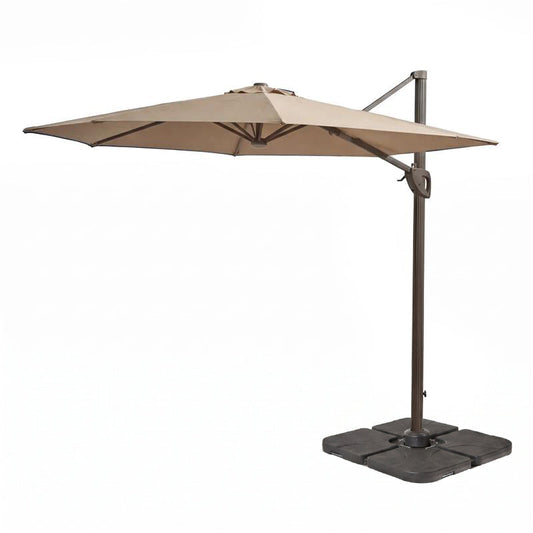 Fira Cappuccino LED Cantilever Parasol - 2.5m Square with Quartered Base