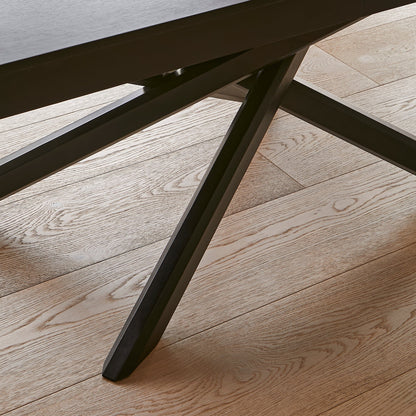 Amelia Black Extendable Dining Table Set - 6 Seater - Freya Fern Green Dining Chairs - Black Legs
