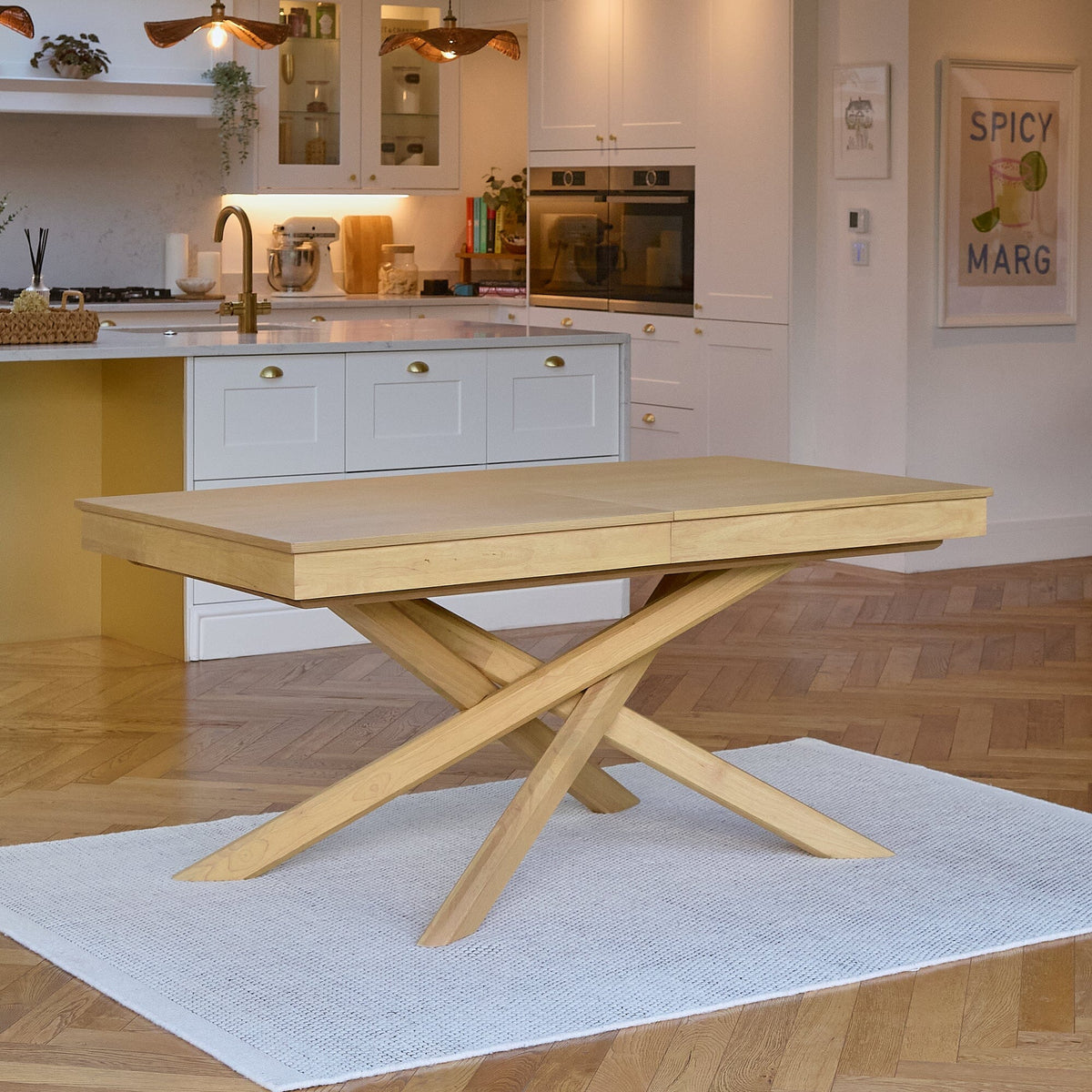 Amelia Pale Oak Wood Dining Table - Extendable - Laura James 