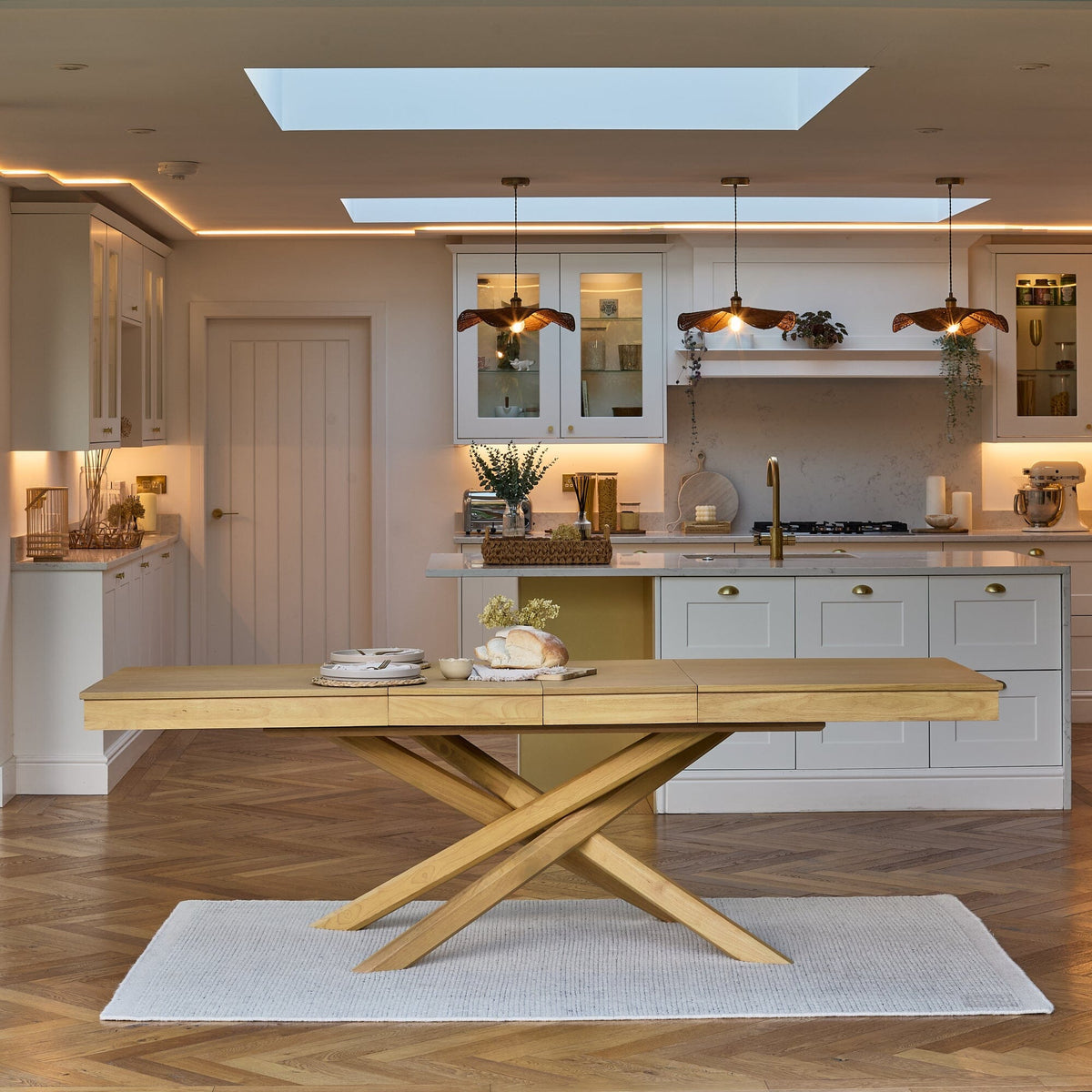 Amelia Pale Oak Wood Dining Table - Extendable - Laura James 