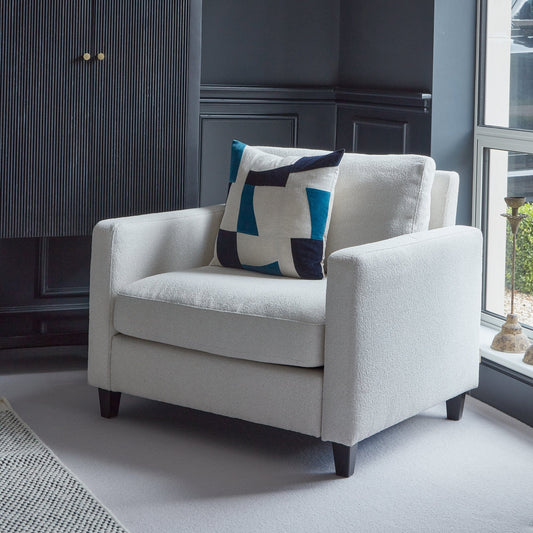 Ava Light Beige Boucle Armchair - Black Oak Legs