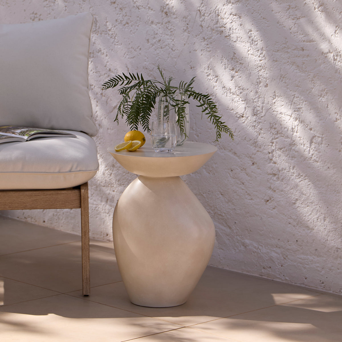 Alder Concrete Garden Side Table - Sand - Laura James