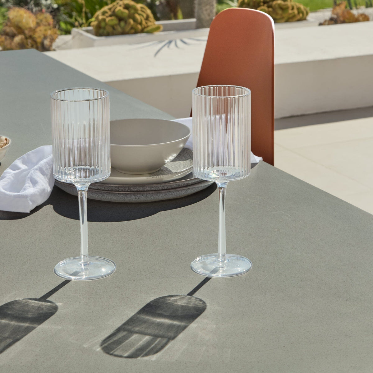 Amelia 6 Seater Concrete Garden Dining Table Dove Grey - Laura James