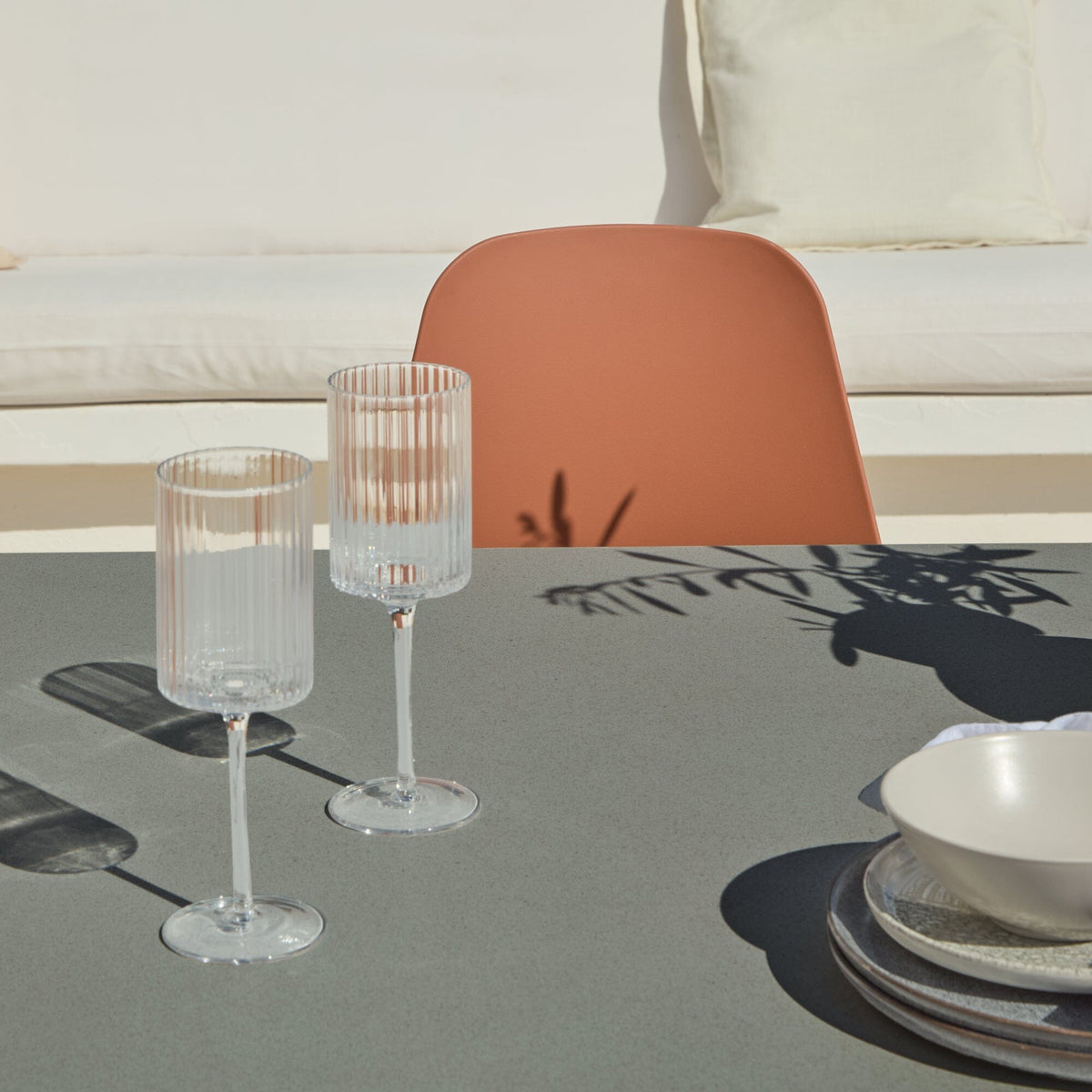Amelia 6 Seater Concrete Garden Dining Table Dove Grey - Laura James