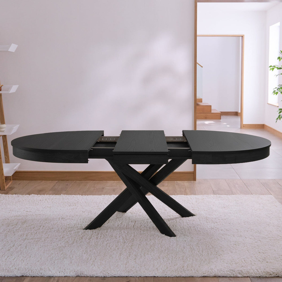Amelia Black Oak Extendable Dining Table - Laura James