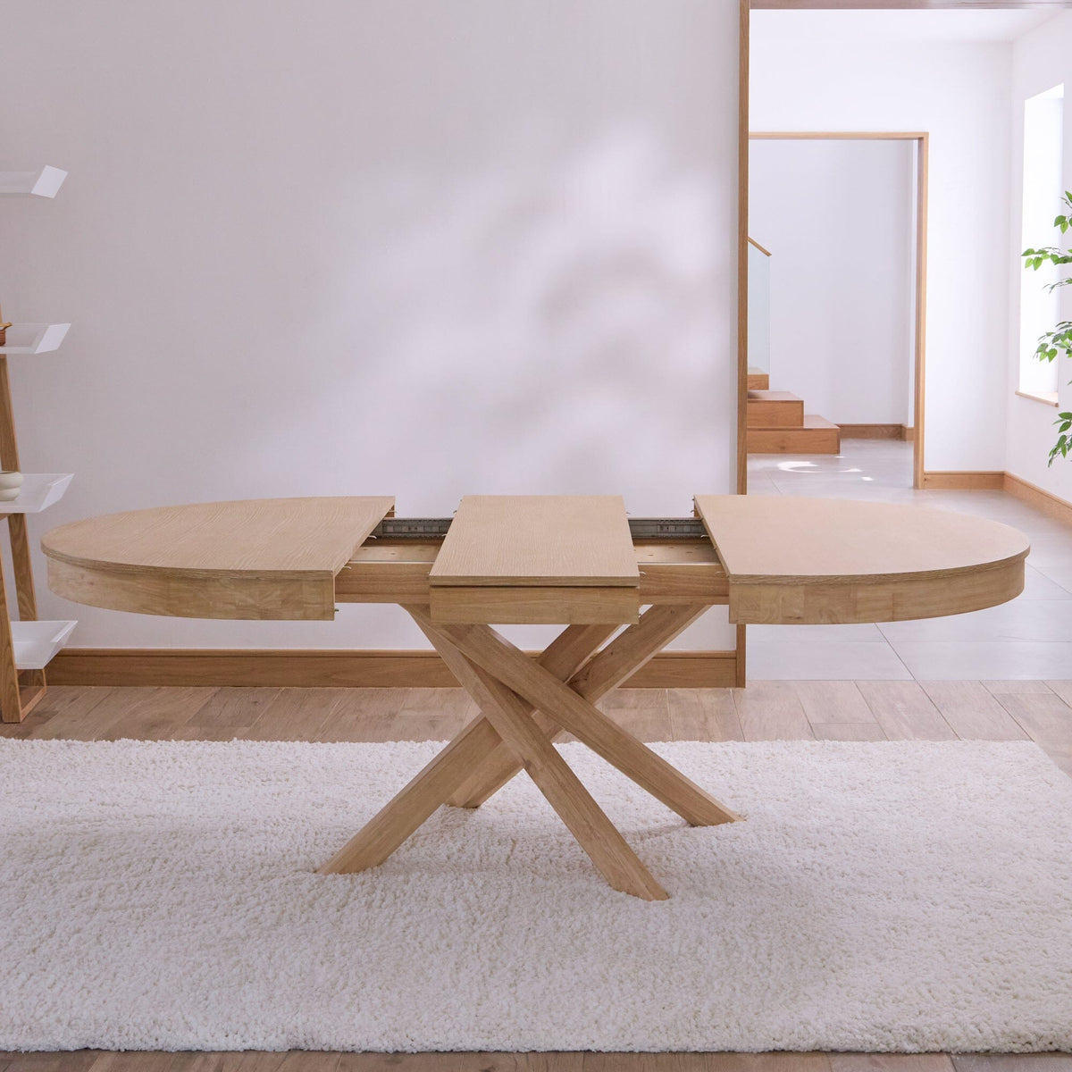Amelia Oval 140 - 180cm Extending Dining Table Top - Whitewash Oak - Laura James 