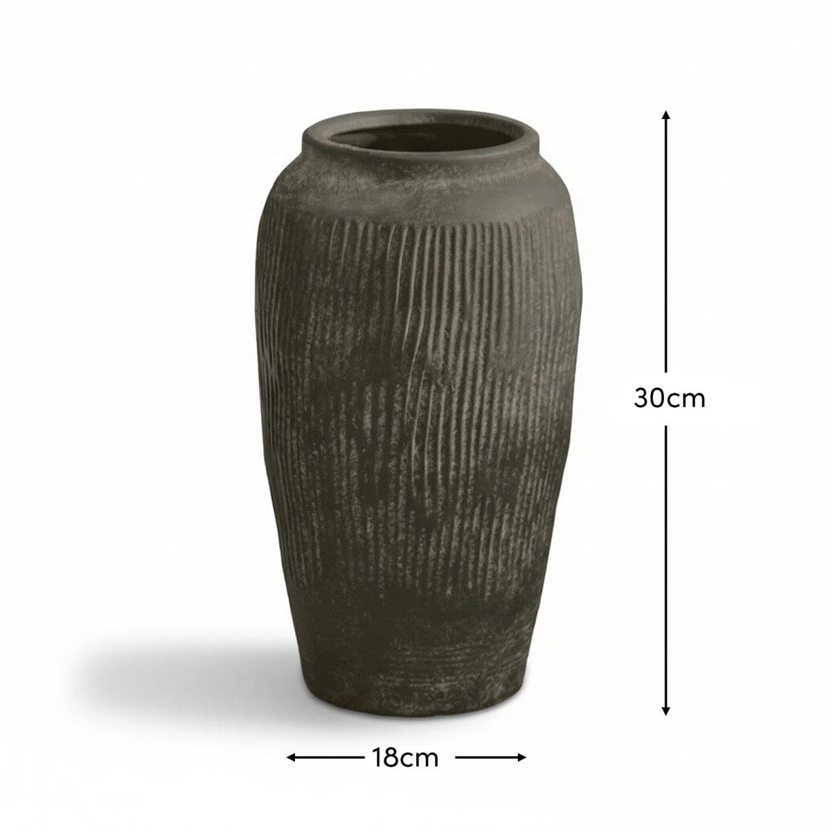 Anze 30cm Terracotta Vase - Rustic Black - Laura James 