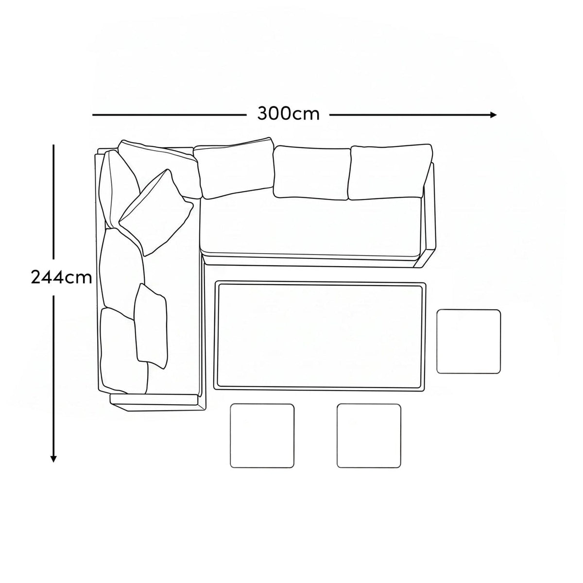 Aston 9 Seater Rattan Corner Sofa Set with Glass Table Top - Grey - Laura James