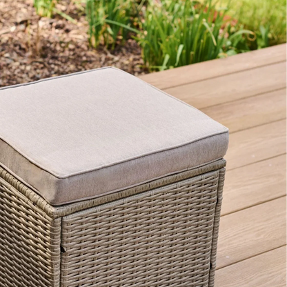 Cube 10 Seater Rattan Garden Dining Set - Light Grey with Polywood Top