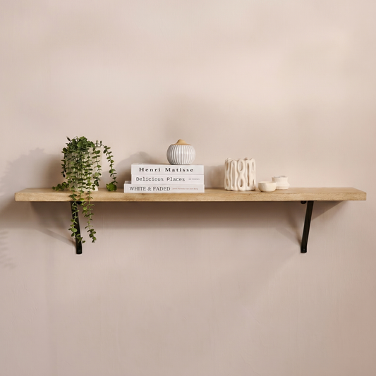Atlas 150cm Mango Wood Wall Shelf - Whitewash - Laura James