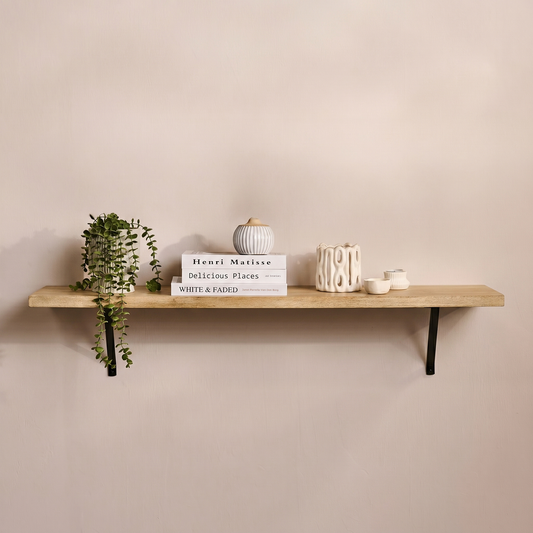 Atlas 125cm Mango Wood Wall Shelf - Whitewash - Laura James