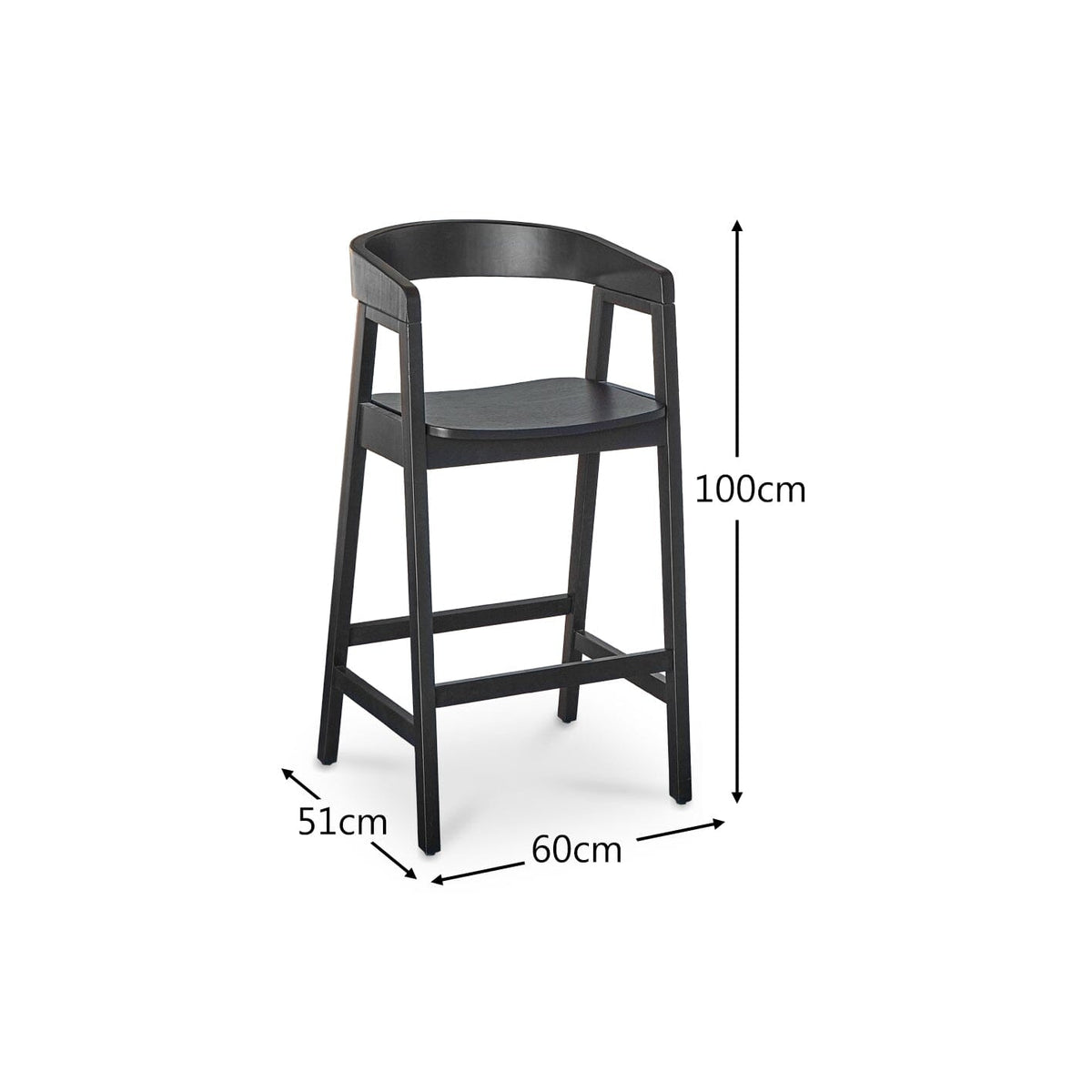 Ella Bar Stool - Black Oak - Laura James 