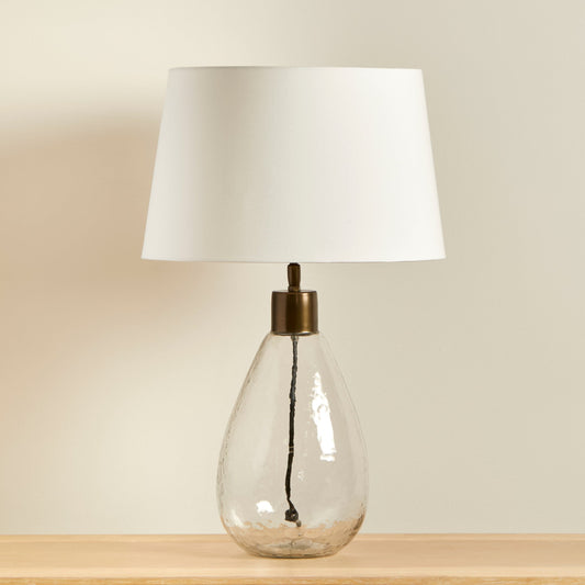 Breamore Clear Glass Lamp with Snow White Shade - Laura James