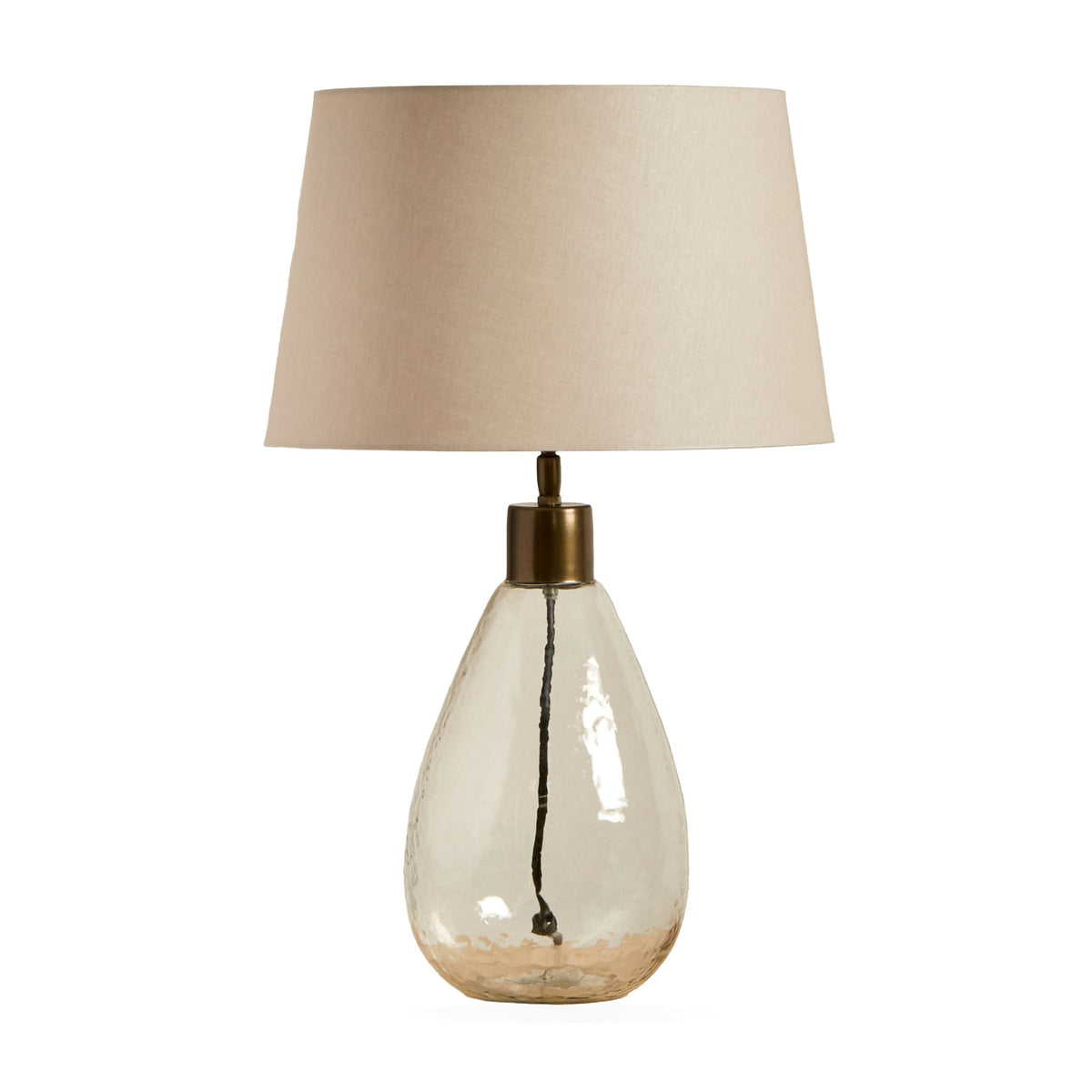 Breamore Clear Glass Lamp & Coningsby Taupe Cotton Lampshade - 35cm