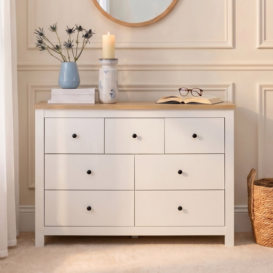 Bampton 7 Drawer Chest of Drawers  - Alabaster White - New