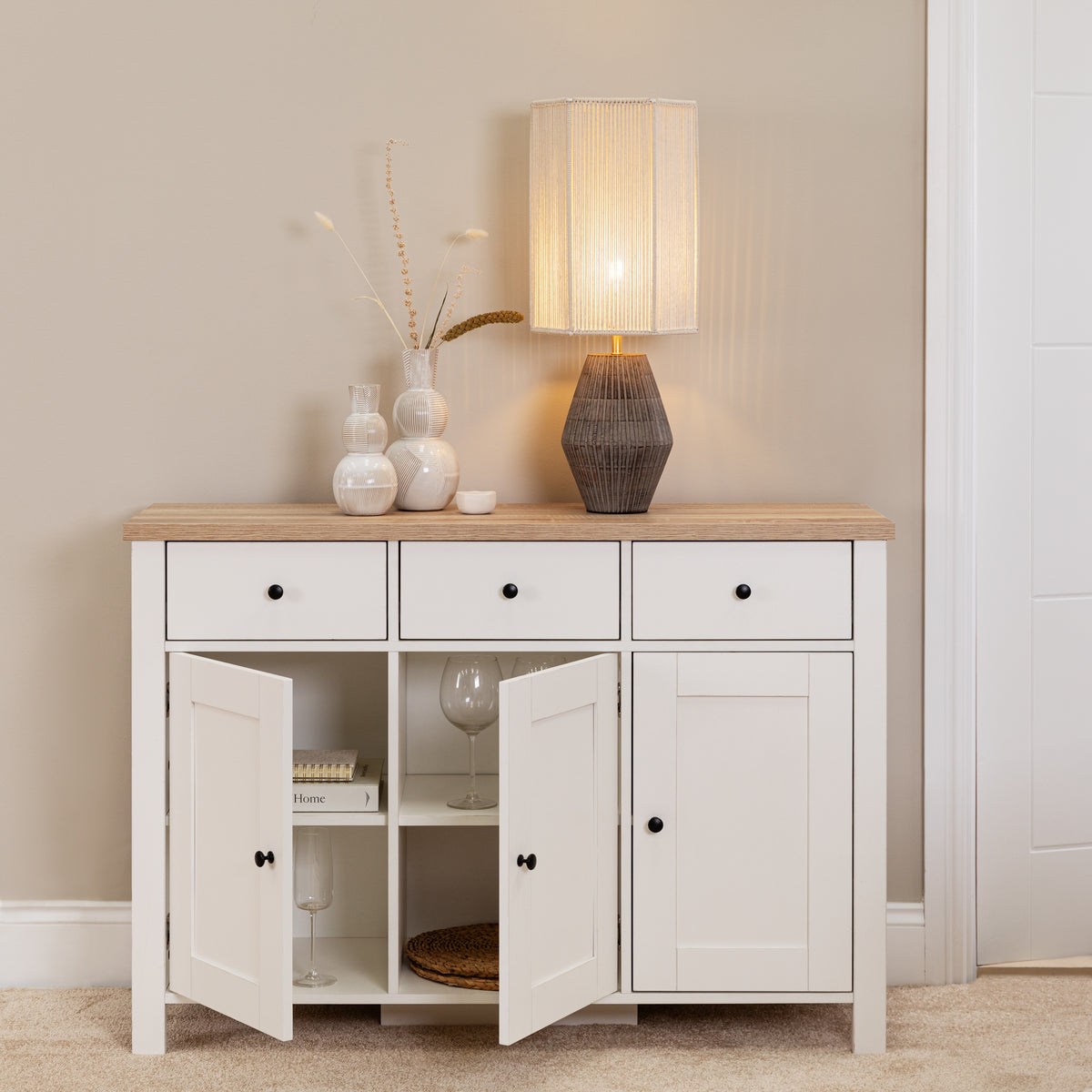 Bampton 3 Door Sideboard - White
