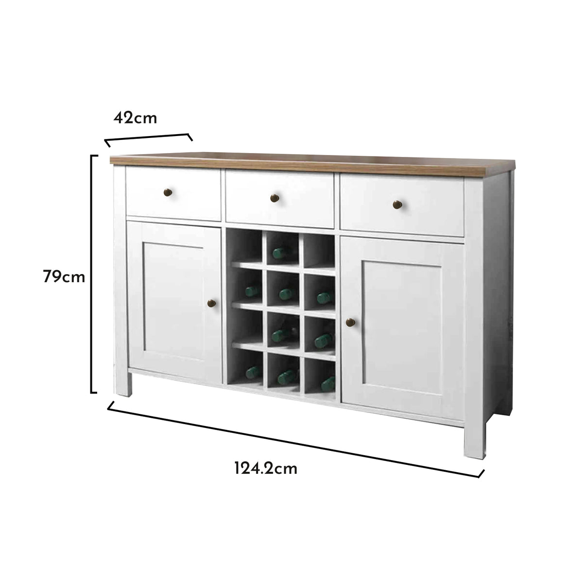 Bampton Sideboard with Wine Rack - White