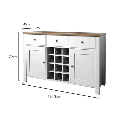 Bampton Sideboard with Wine Rack - White