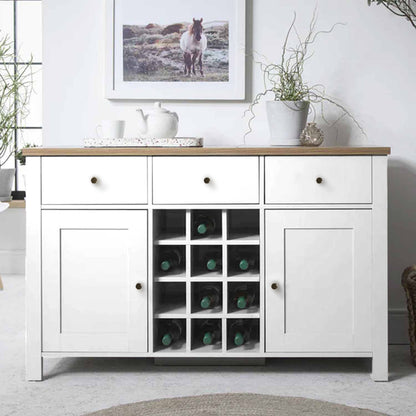 Bampton Sideboard with Wine Rack - White