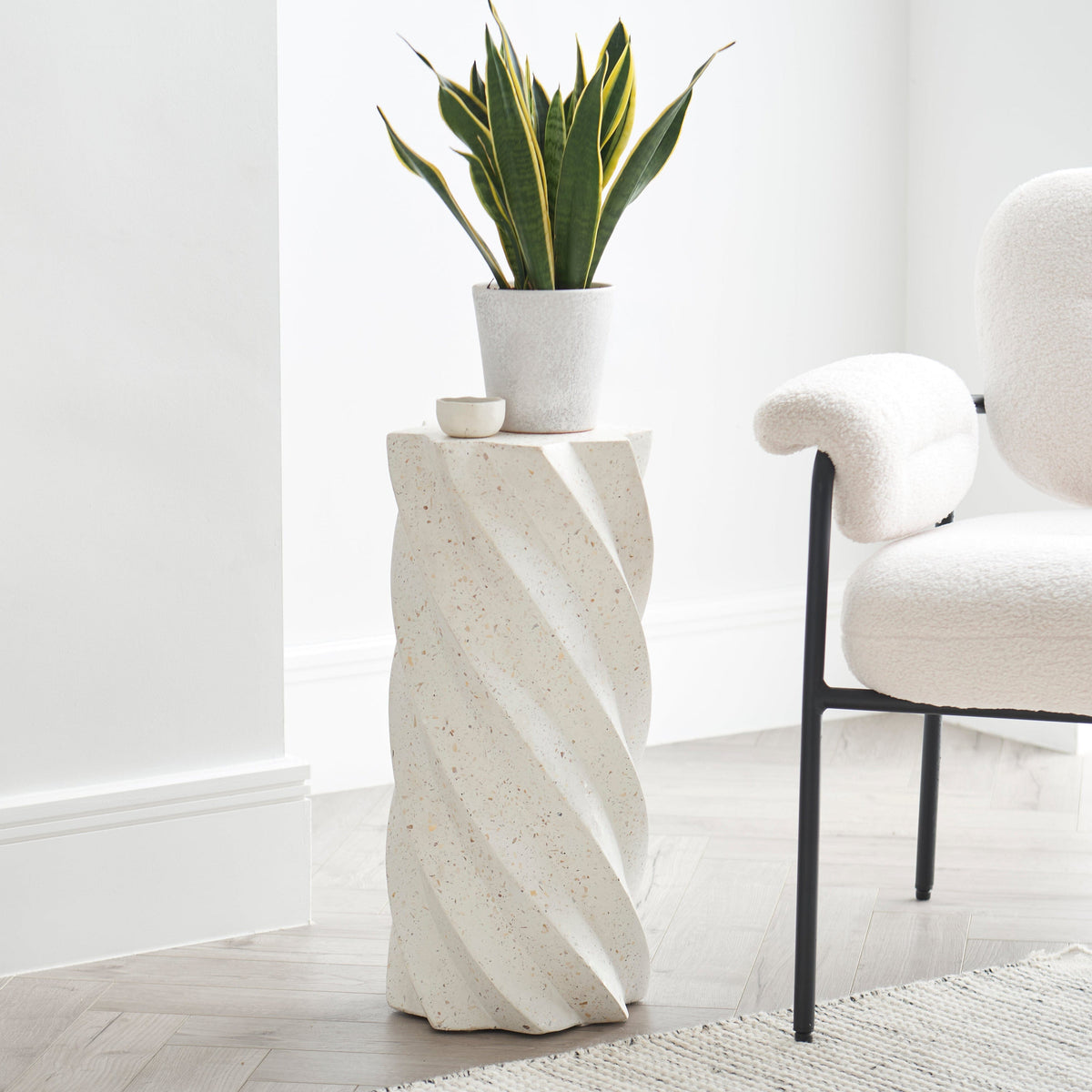 Bianca Concrete Side Table - Pearl Terrazzo - Laura James 