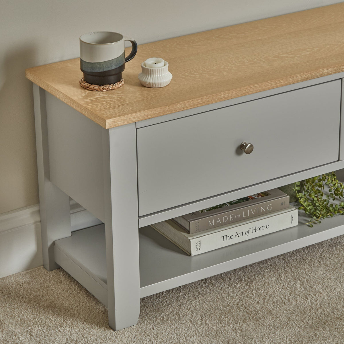 Chatsworth TV Bench - Linen Grey - Laura James 