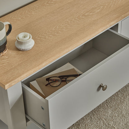 Chatsworth TV Bench - Linen Grey - Laura James 