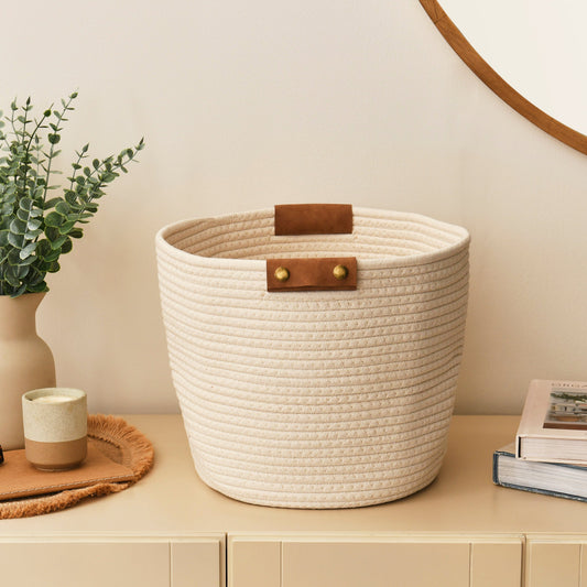 Cara Cotton Cube Storage Box - Large - White - Laura James