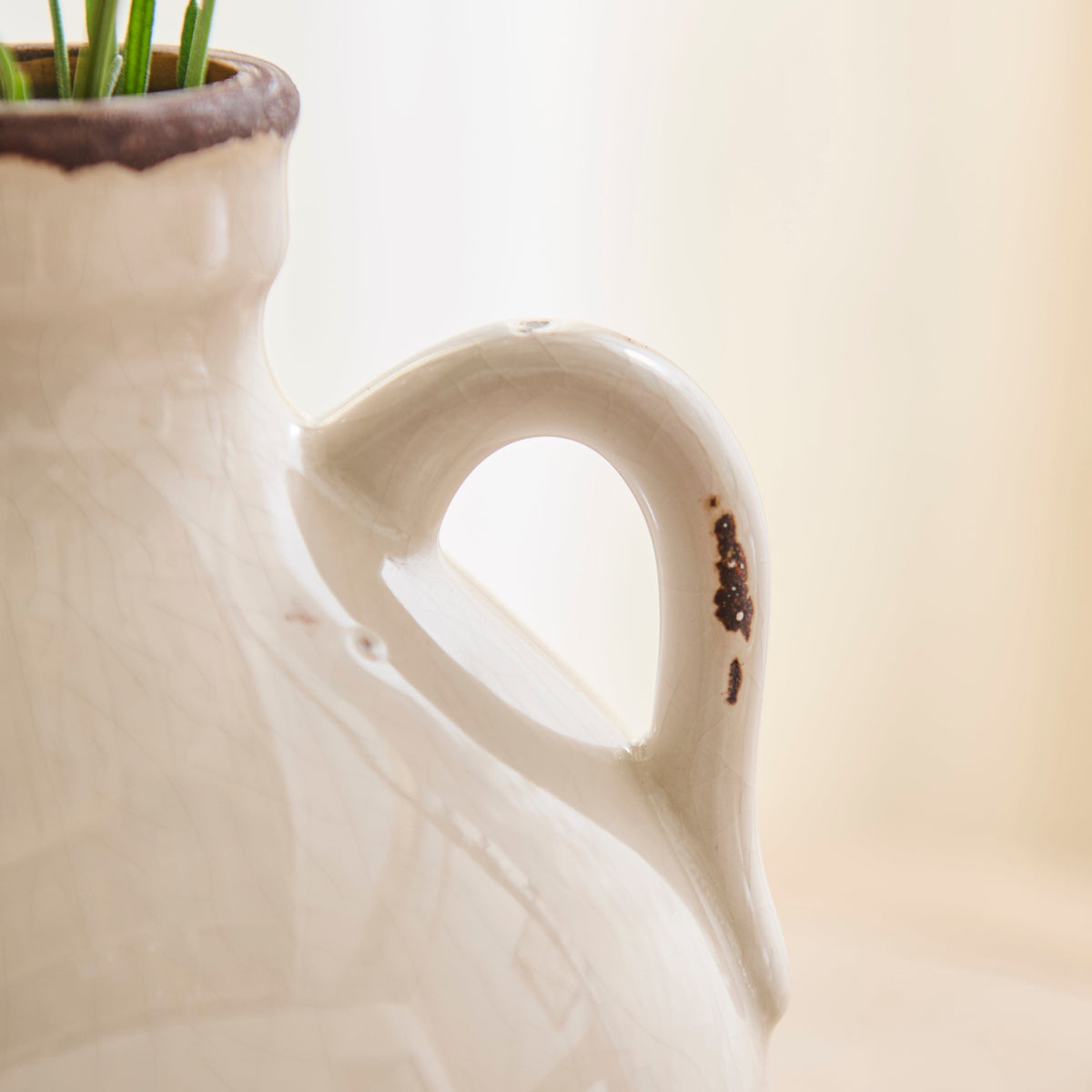 Corsino 16cm Ceramic Vase - Handle - Off White