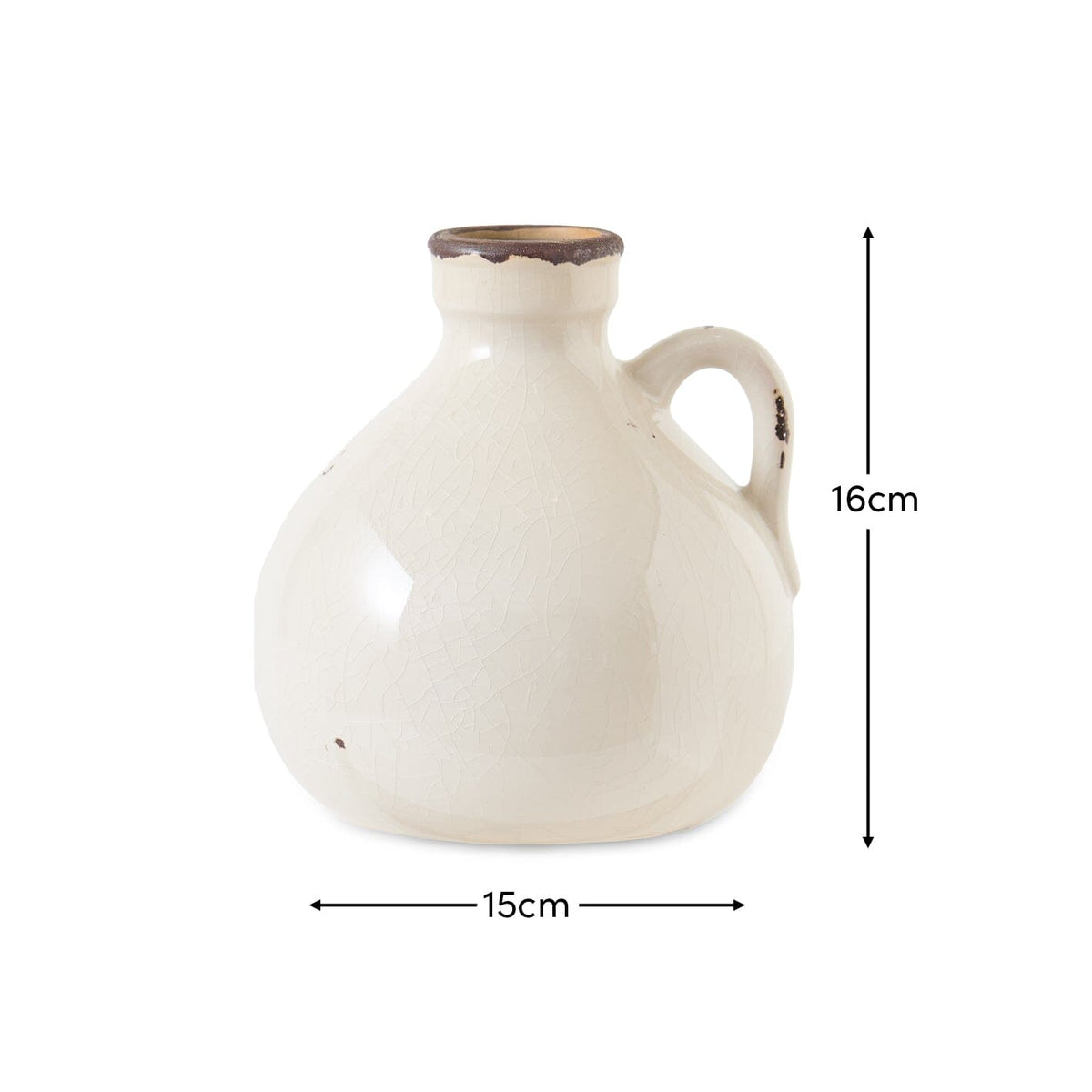 Corsino 16cm Ceramic Vase - Handle - Off White