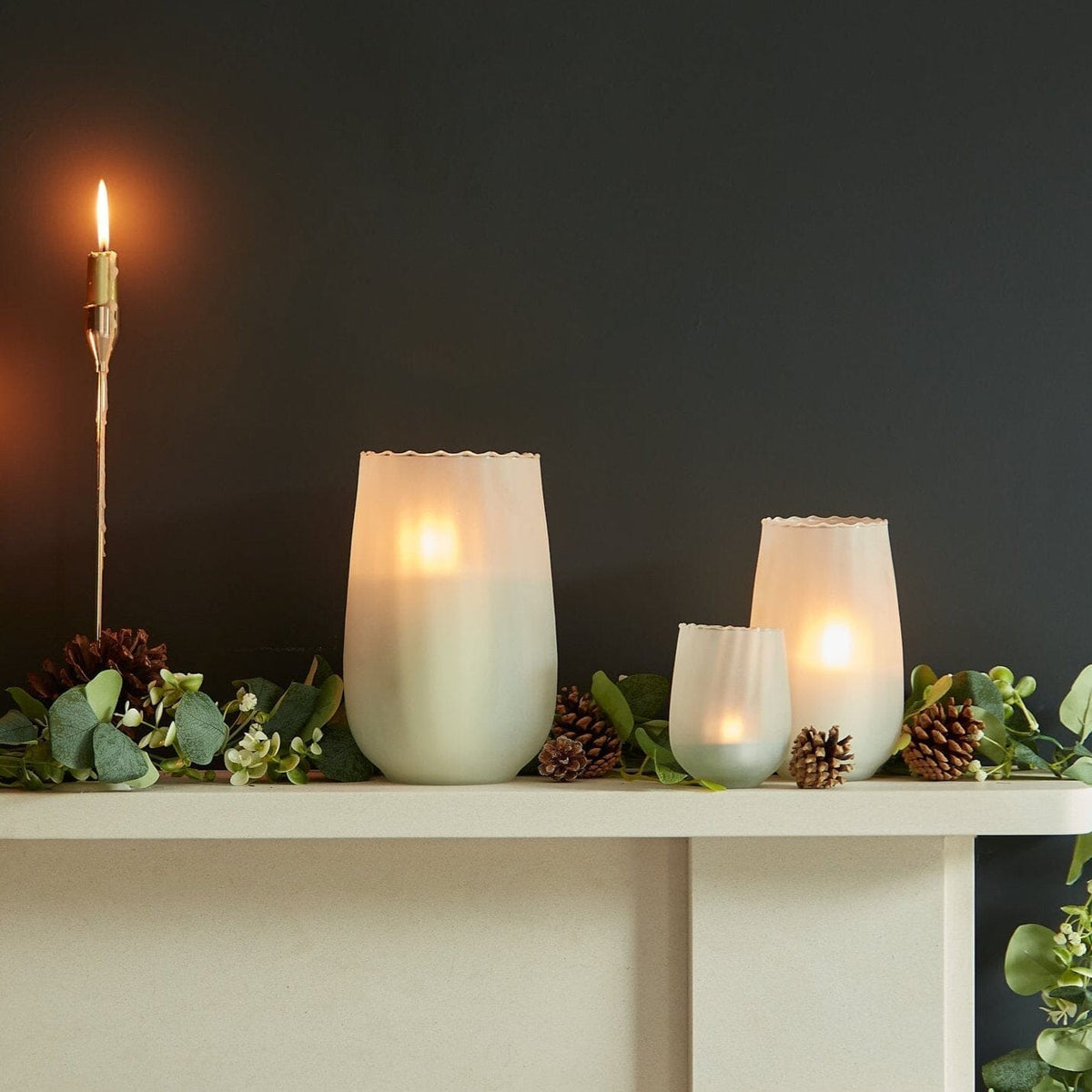 Dalen 22cm Glass Tealight Holder - Frosted

