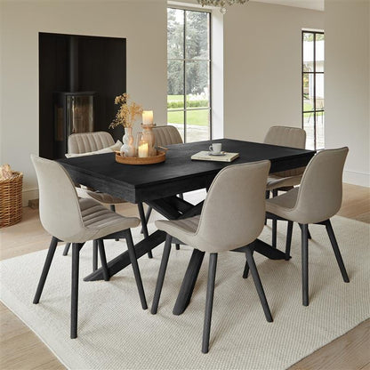 Amelia Black Dining Table Set - 6 Seater - Bella Cloud Grey Dining Chairs - Black Legs-Laura James 
