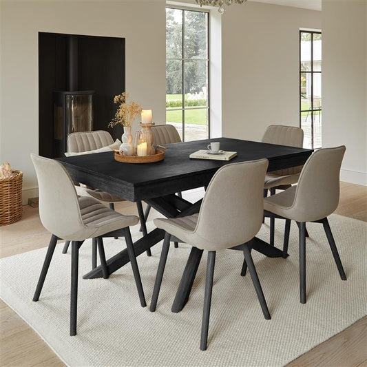 Amelia Black Dining Table Set - 6 Seater - Bella Cloud Grey Dining Chairs - Black Legs-Laura James 