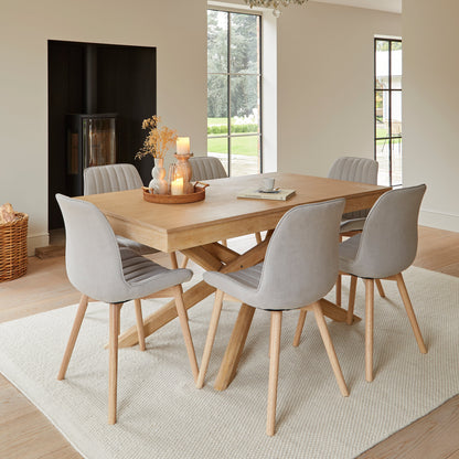Bella Cloud Grey Dining Chairs -  Set of 2 - Whitewash Oak Legs