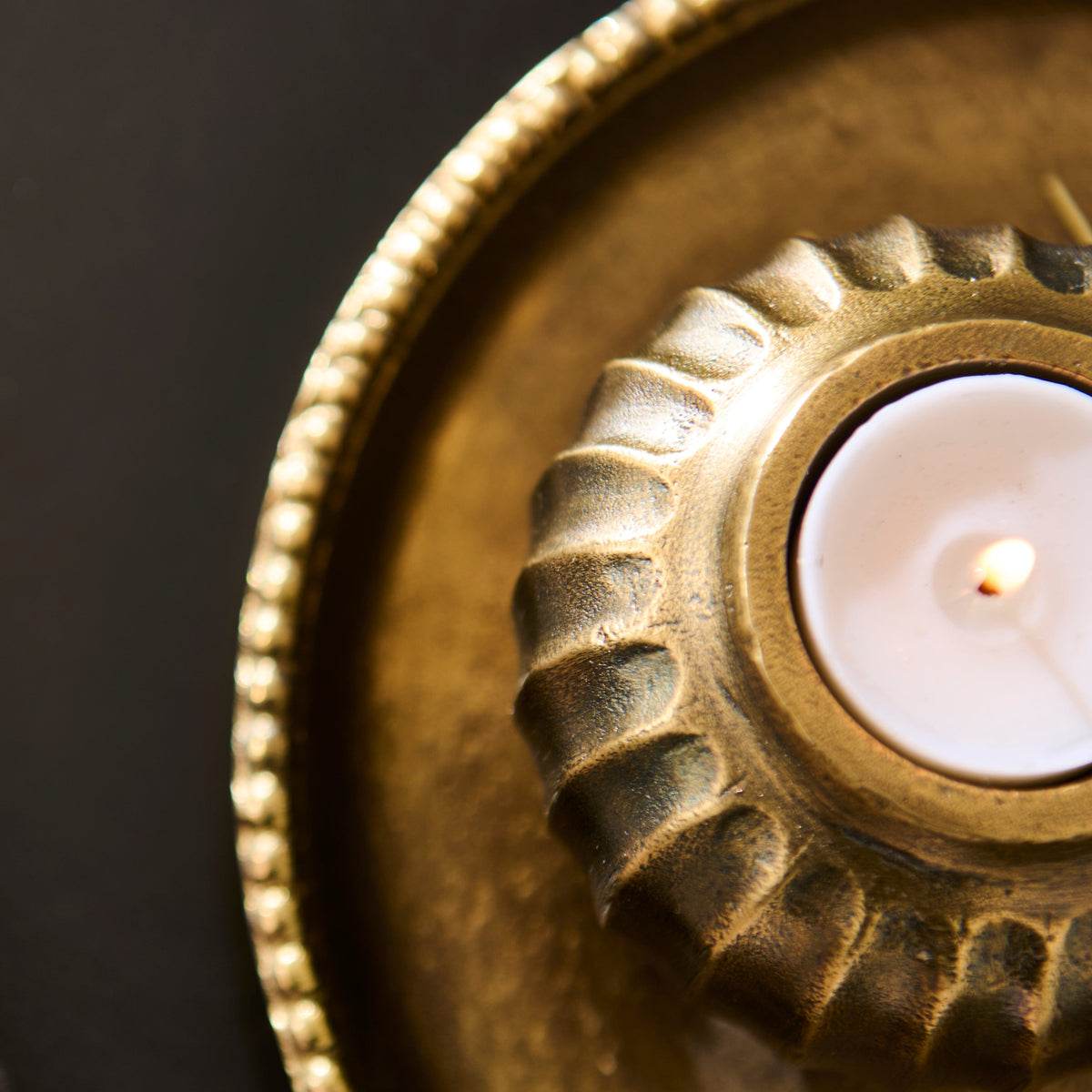 Elcombe Small Metal Tea Light Holder - Bronze - Laura James