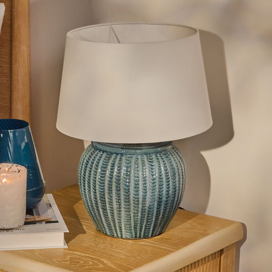 Elmer 27cm Ceramic Lamp Base - Teal Blue - Laura James