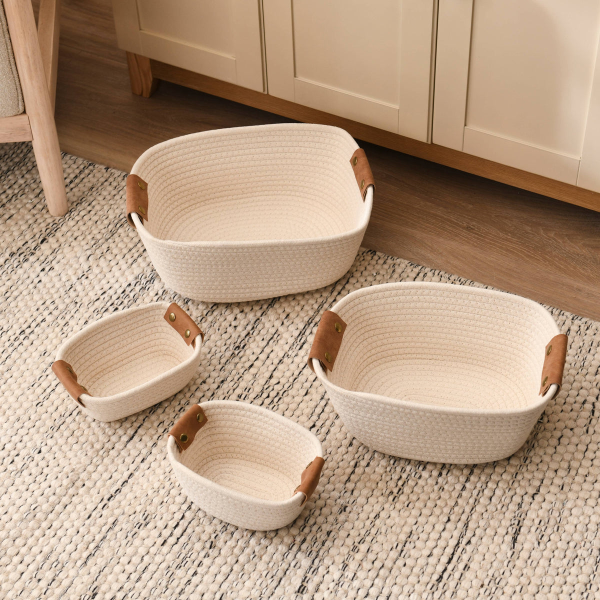 Eynsford  Rectangular Baskets - Set Of 4 -White - Laura James