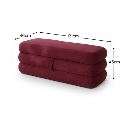 Fleur Storage Ottoman - Burgundy Red - Laura James