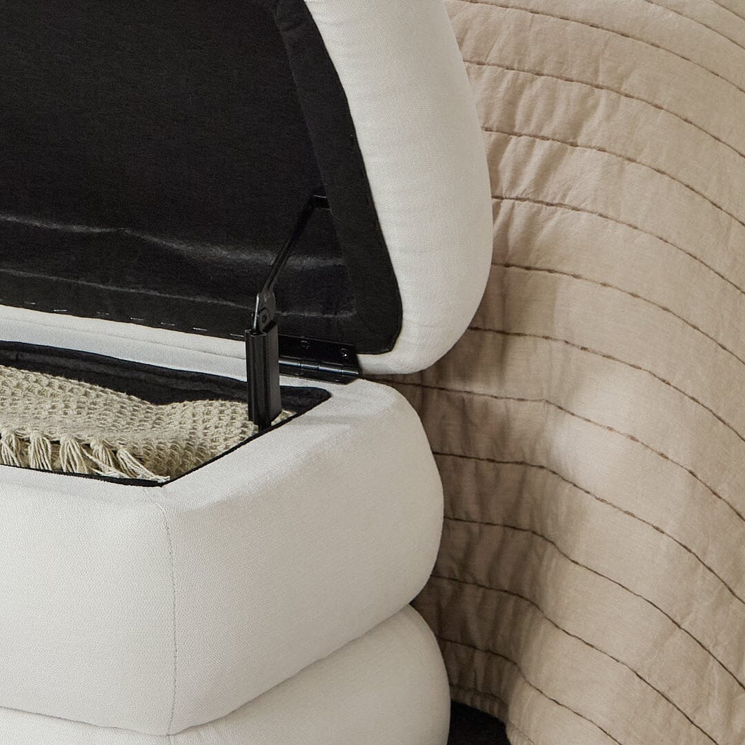 Fleur Large Footstool - Ivory - Laura James