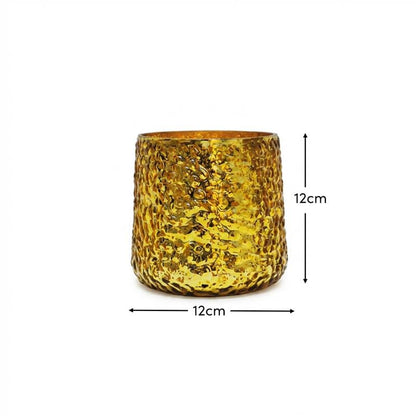 Flivik 12cm Glass Tea Light Holder - Set Of 3  - Gold
