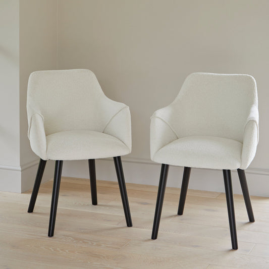 Freya Boucle Armchairs with Black Legs - Laura James

